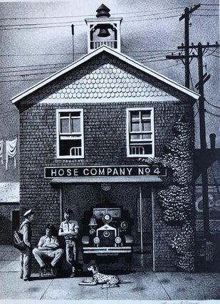 Item #54173 HOSE COMPANY NO. 4. Original Signed Lithograph. Stevan Dohanos
