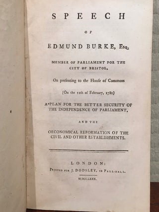 SPEECH OF EDMUND BURKE, Esq. Member of Parliament for the City of Bristol.
