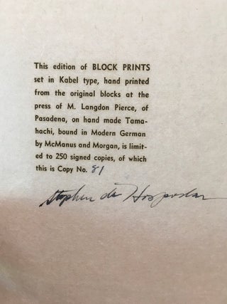 BLOCK PRINTS BY STEPHEN de HOSPODAR.