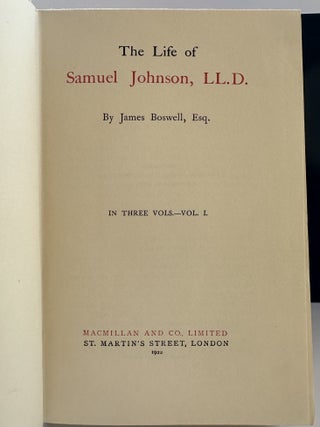 THE LIFE OF SAMUEL JOHNSON, LLD. (Three volumes)